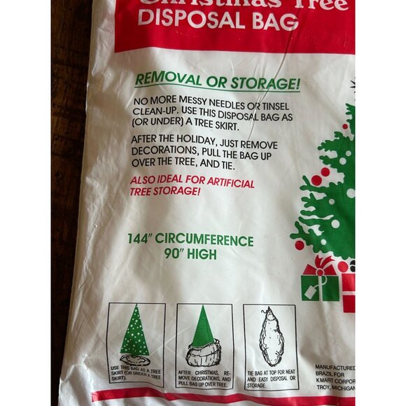 Christmas Tree Disposal Bag 144" Circumference 90" High Trim A Home Kmart Made I - Picture 3 of 5